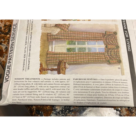 UNCUT Vogue 1386 Waverly Window Treatments Pattern Collection 4 Styles - Picture 6 of 9